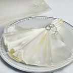 5 Pack Satin 20"x20" Napkins Ivory - Luxurious Shine & Smooth Dinner Napkins