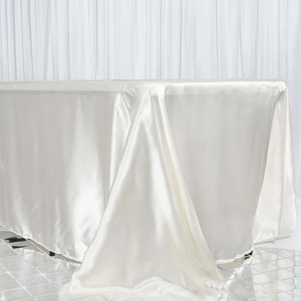 Satin Rectangular 90"x156" Tablecloth Ivory - Seamless Table Cover