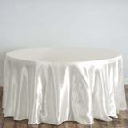 Satin 120" Round Tablecloth Ivory - Stylish Seamless Table Cover