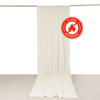 Ivory Scuba Polyester Event Curtain Drapes, Durable Flame Resistant Backdrop Event Panel Wrinkle Free with Rod Pockets - 5ftx14ft - Bell Racket Store