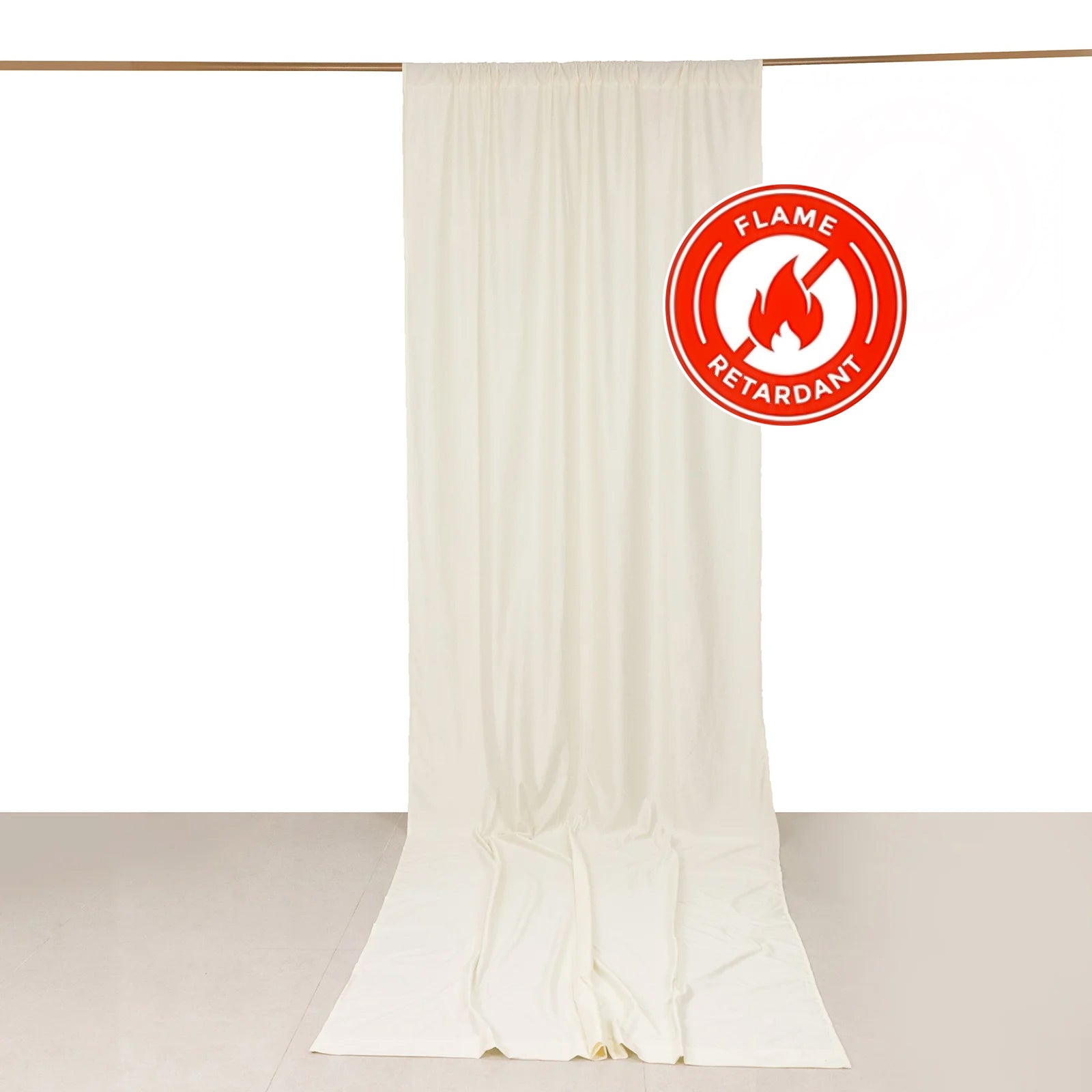 Ivory Scuba Polyester Event Curtain Drapes, Durable Flame Resistant Backdrop Event Panel Wrinkle Free with Rod Pockets - 5ftx14ft - Bell Racket Store