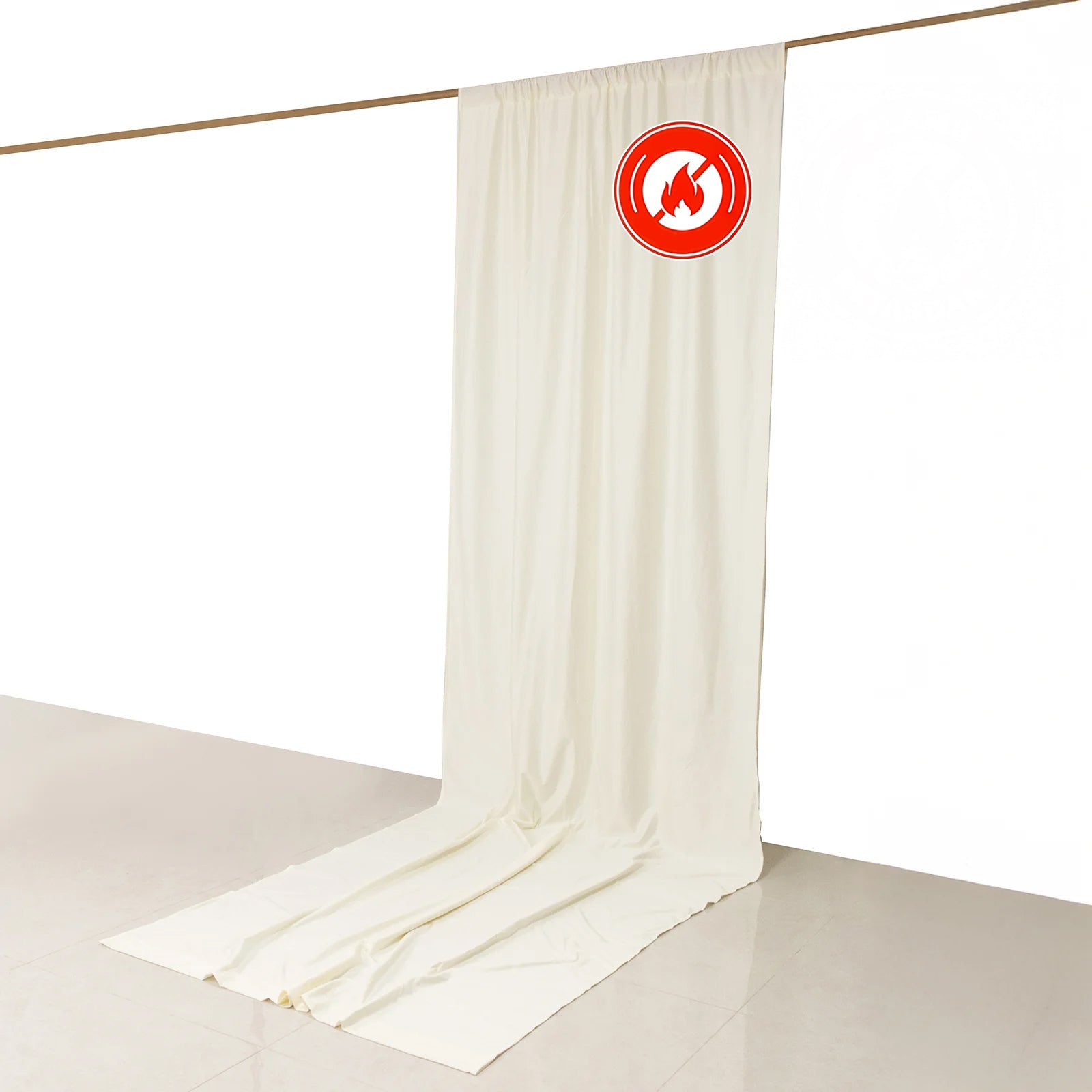 Ivory Scuba Polyester Event Curtain Drapes, Durable Flame Resistant Backdrop Event Panel Wrinkle Free with Rod Pockets - 5ftx14ft - Bell Racket Store