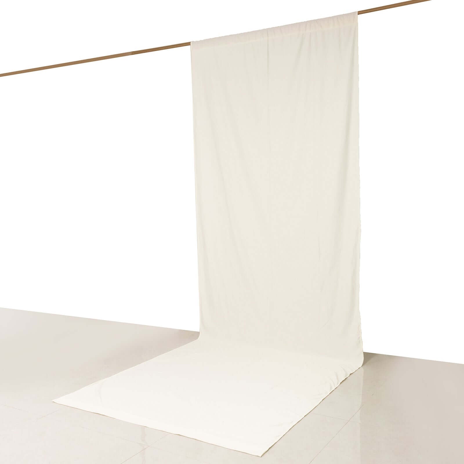 Ivory Scuba Polyester Event Curtain Drapes, Durable Flame Resistant Backdrop Event Panel Wrinkle Free with Rod Pockets - 5ftx14ft - Bell Racket Store