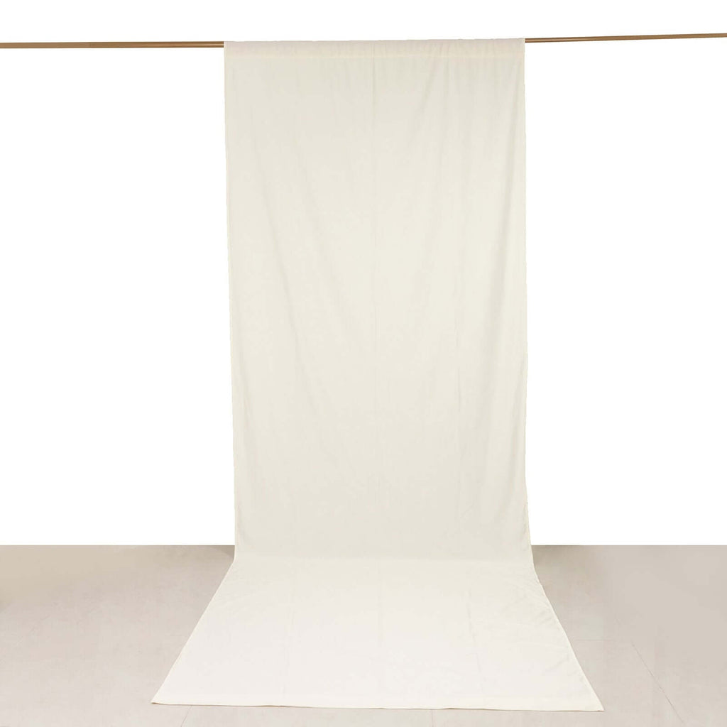 Ivory Scuba Polyester Event Curtain Drapes, Durable Flame Resistant Backdrop Event Panel Wrinkle Free with Rod Pockets - 5ftx14ft - Bell Racket Store