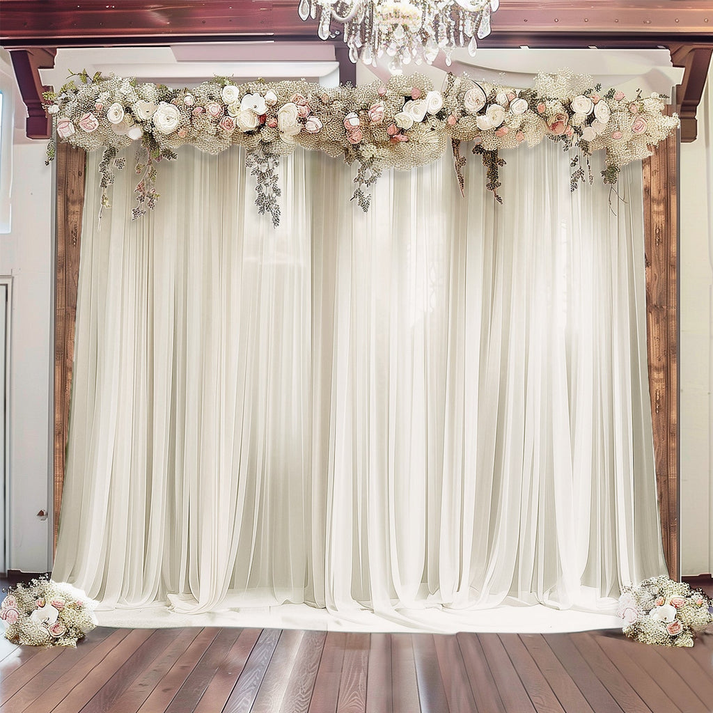 Ivory Sheer Backdrop Drape â€“ 5ft x 14ft Wedding Arch & Ceiling Decor Panel, Wrinkle Free with Soft Shimmer - Bell Racket Store