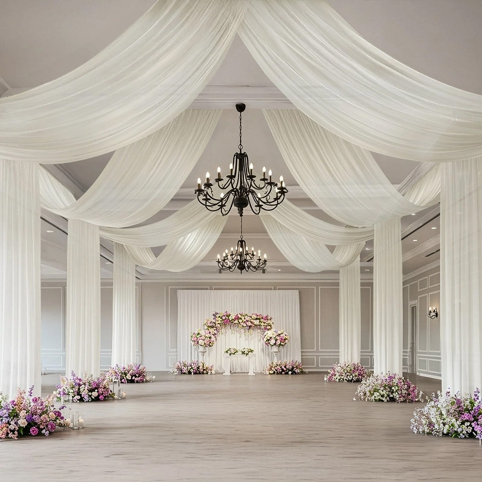 Ivory Sheer Backdrop Drape â€“ 5ftx32ft Wedding Arch & Ceiling Decor Panel, Wrinkle Free with Soft Shimmer - Bell Racket Store