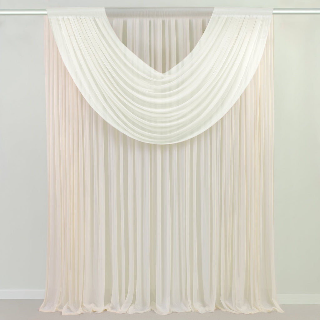 Ivory Sheer Chiffon Valance Curtain 4ft x 5ft â€“ Wedding Arch Drape with Rod Pocket, Voile Backdrop Panel - Bell Racket Store