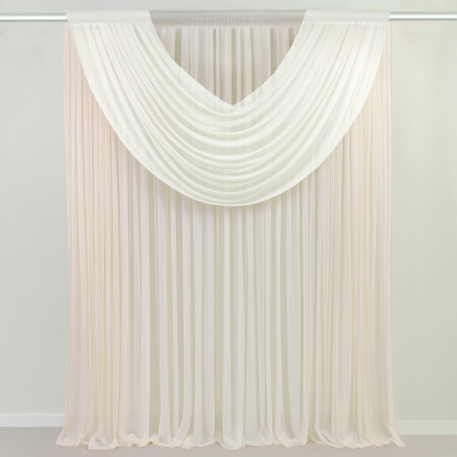 Ivory Sheer Chiffon Valance Curtain 4ft x 5ft â€“ Wedding Arch Drape with Rod Pocket, Voile Backdrop Panel - Bell Racket Store