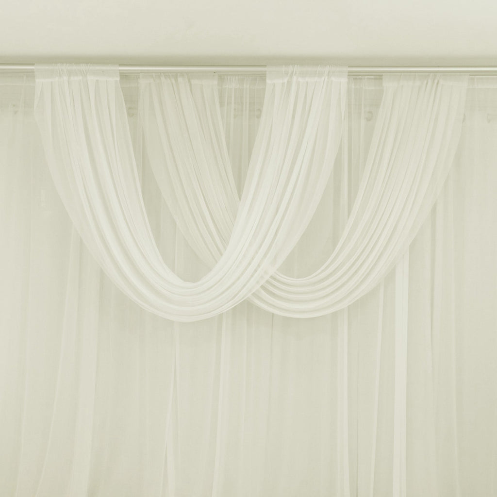 Ivory Sheer Chiffon Valance Curtain 4ft x 5ft â€“ Wedding Arch Drape with Rod Pocket, Voile Backdrop Panel - Bell Racket Store