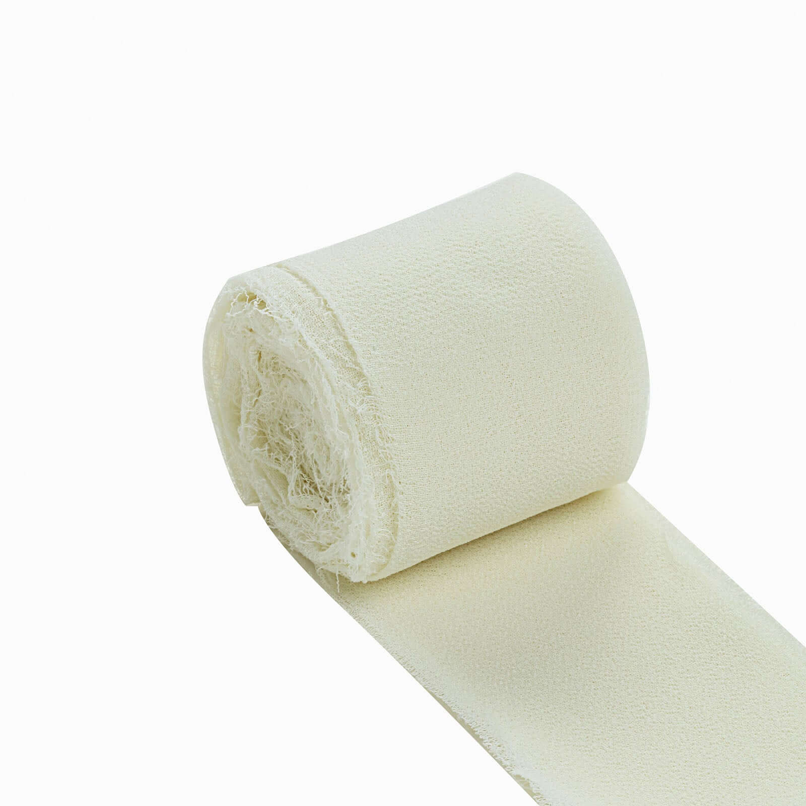 2 Pack 6yd Ivory Silk-Like Chiffon Linen Ribbon Roll For Bouquets, Wedding Invitations Gift Wrapping