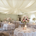 Ivory Spandex Ceiling Drape Panel, 5ft x 32ft â€” Wrinkle - Free 4 - Way Stretch Fabric, Extra - Long Curtain for Event Ceiling or Backdrop DÃ©cor - Bell Racket Store