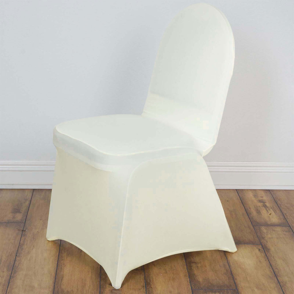 Spandex Chair Cover Madrid Style for Banquet Chairs Ivory - Stylish Stretch 180GSM Fitted Slipcover