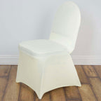 Spandex Chair Cover Madrid Style for Banquet Chairs Ivory - Stylish Stretch 180GSM Fitted Slipcover