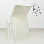 Ivory Spandex Pleated Lifetime Folding Chair Cover â€“ Stretch Slipcover with Floor - Length Skirt, Also Fits Standard Chairs - Bell Racket Store