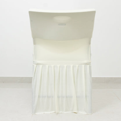 Ivory Spandex Pleated Lifetime Folding Chair Cover â€“ Stretch Slipcover with Floor - Length Skirt, Also Fits Standard Chairs - Bell Racket Store