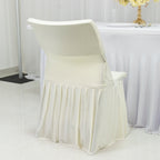 Ivory Spandex Pleated Lifetime Folding Chair Cover â€“ Stretch Slipcover with Floor - Length Skirt, Also Fits Standard Chairs - Bell Racket Store