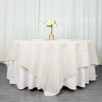 Premium Polyester 90"x90" Table Overlay Square Tablecloth Ivory 220GSM Wrinkle-Resistant Table Cover