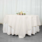 Premium Polyester 90"x90" Table Overlay Square Tablecloth Ivory 220GSM Wrinkle-Resistant Table Cover