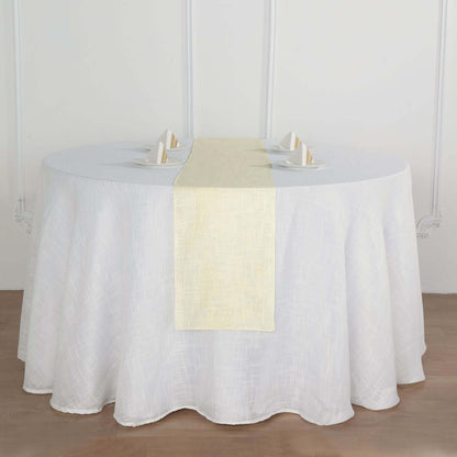 Faux Linen 12"x108" Table Runner Ivory - Slubby Textured & Wrinkle Resistant Table Decor