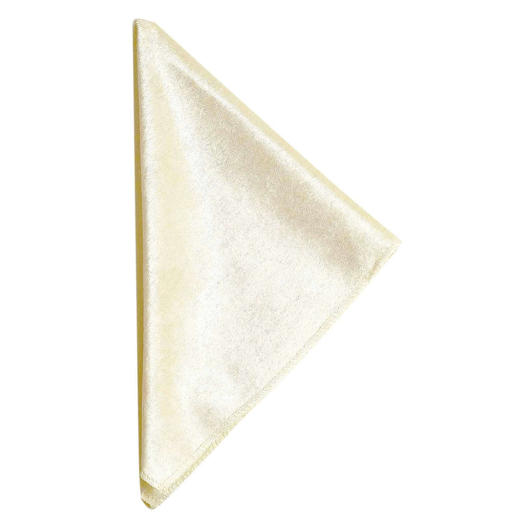 5 Pack Premium Velvet 20"x20" Napkins Ivory - Soft Sheen Finish Cloth Napkins