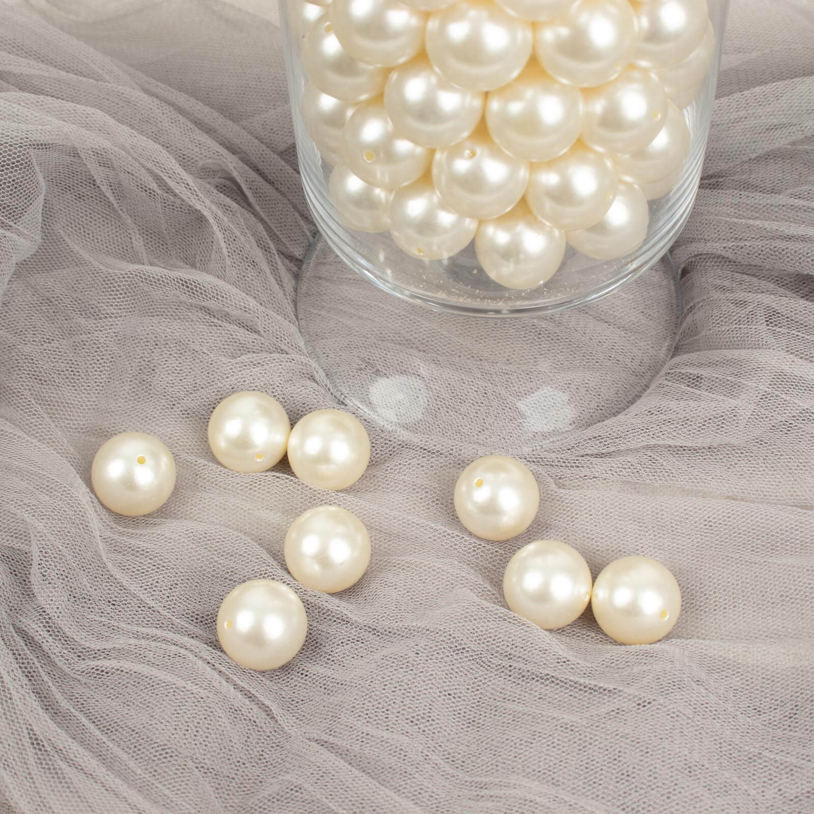 120-Pack Faux Craft Pearl Beads Ivory - Glossy Beads with Holes for Vase Filler Jewelry Making Bridal Accessories & Event Decor 20mm
