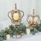 Metal Crown Spiral Pillar Candle Holder Stand Gold - Jeweled Votive Candle Centerpiece 18"