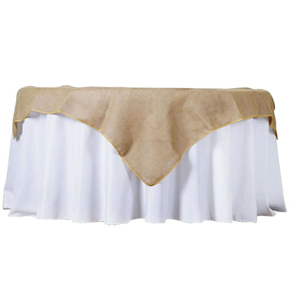Jute Burlap 60"x60" Square Overlay Tablecloth Natural - Rustic Design for Authentic Charm - NestOCart