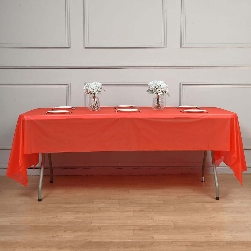 5-Pack Plastic Table Covers Red Rectangle - Reliable PVC Disposable Covers for Gatherings 54"x108"