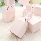 25 Pack Blush Floral Top Satin Ribbon Party Favor Candy Gift Boxes