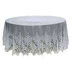 Lace 120" Round Tablecloth Ivory - Seamless Premium Design for Upscale Celebrations
