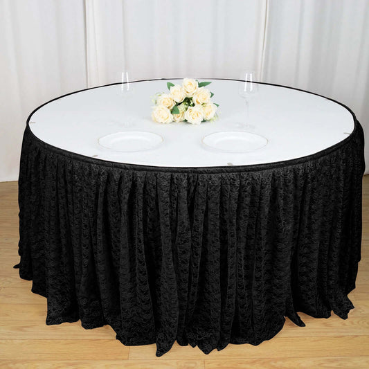 Lace 14ft Table Skirt Black Premium Pleated - Vintage Style for Parties - NestOCart