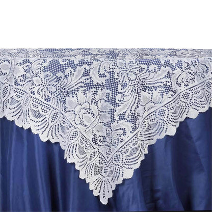 Lace 54"x54" Table Overlay Square Tablecloth White - Stylish Victorian Design Event Decor - NestOCart