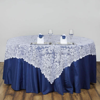 Lace 54"x54" Table Overlay Square Tablecloth White - Stylish Victorian Design Event Decor - NestOCart