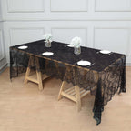 Lace 60"x120" Rectangle Tablecloth Black - Vintage Lace Design with Scalloped Frill Edges - Bell Racket Store