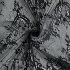 Lace 60"x120" Rectangle Tablecloth Black - Vintage Lace Design with Scalloped Frill Edges - Bell Racket Store