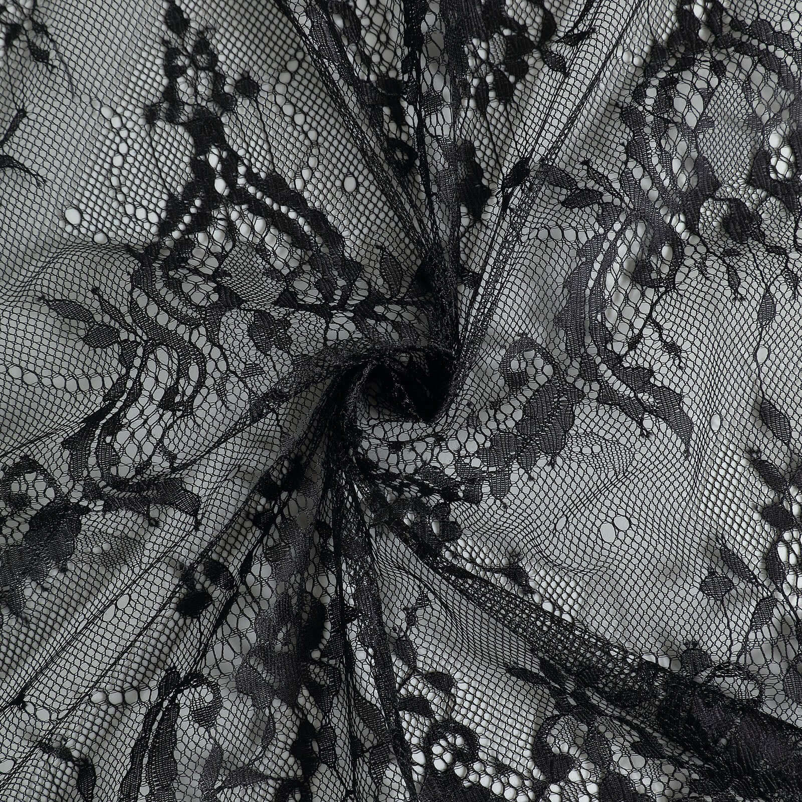 Lace 60"x120" Rectangle Tablecloth Black - Vintage Lace Design with Scalloped Frill Edges - Bell Racket Store