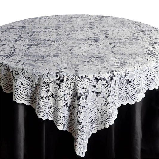 Lace 72"x72" Table Overlay Square Tablecloth Ivory - Victorian Design for Timeless Celebrations - NestOCart