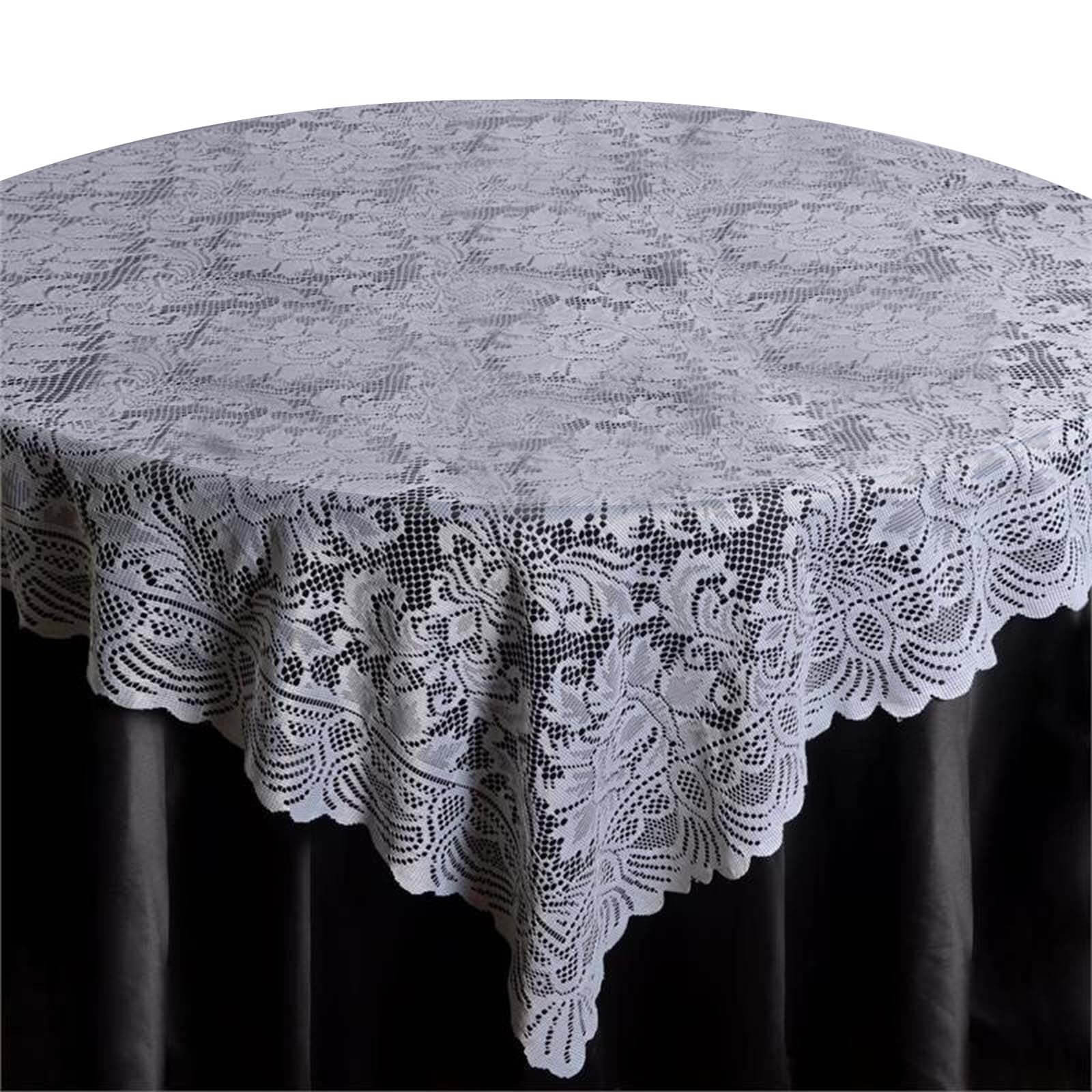 Lace 72"x72" Table Overlay Square Tablecloth White - Victorian Design Table Topper - NestOCart