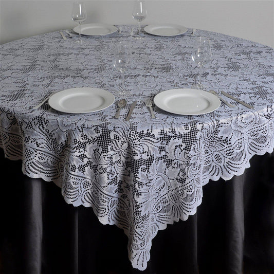 Lace 72"x72" Table Overlay Square Tablecloth White - Victorian Design Table Topper - NestOCart