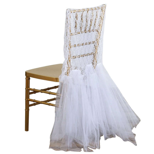 Lace and Tulle Chair Cover Skirt for Wedding Chairs Ivory - Stylish Tutu Slipcover for Sophisticated Event Decor - NestOCart
