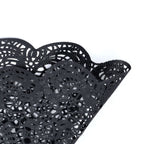 6-Pack Dining Table Mats Floral Lace Design Black - Vinyl Non-Slip Surface with Vintage Appeal 15"