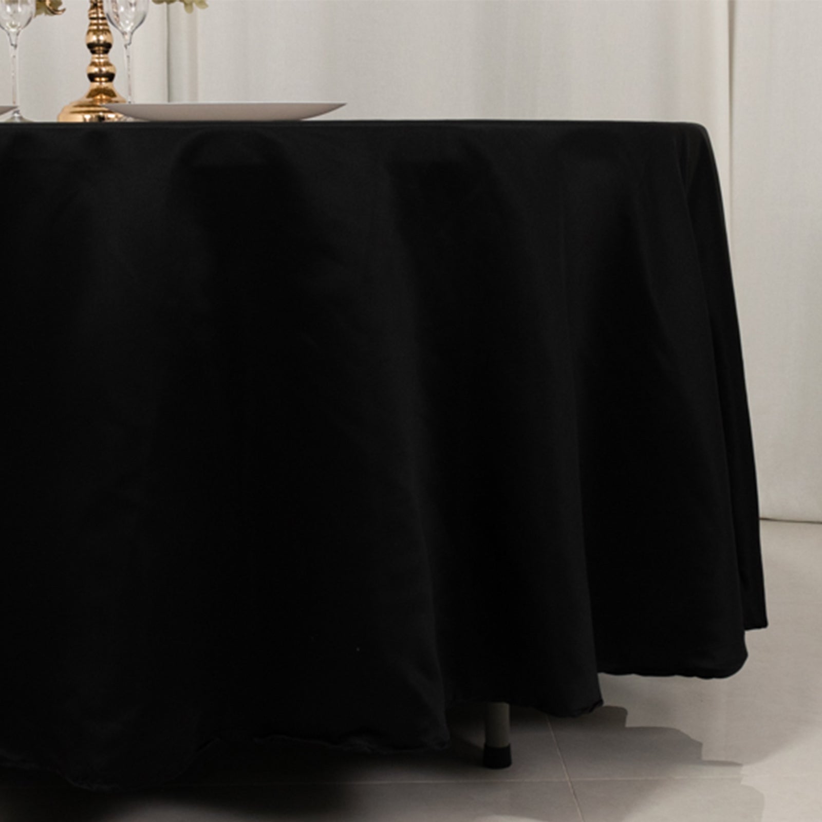 Lamour Satin 108" Round Tablecloth Black - Durable & Silk - Like Table Cover for Classy Weddings & Events - Bell Racket Store