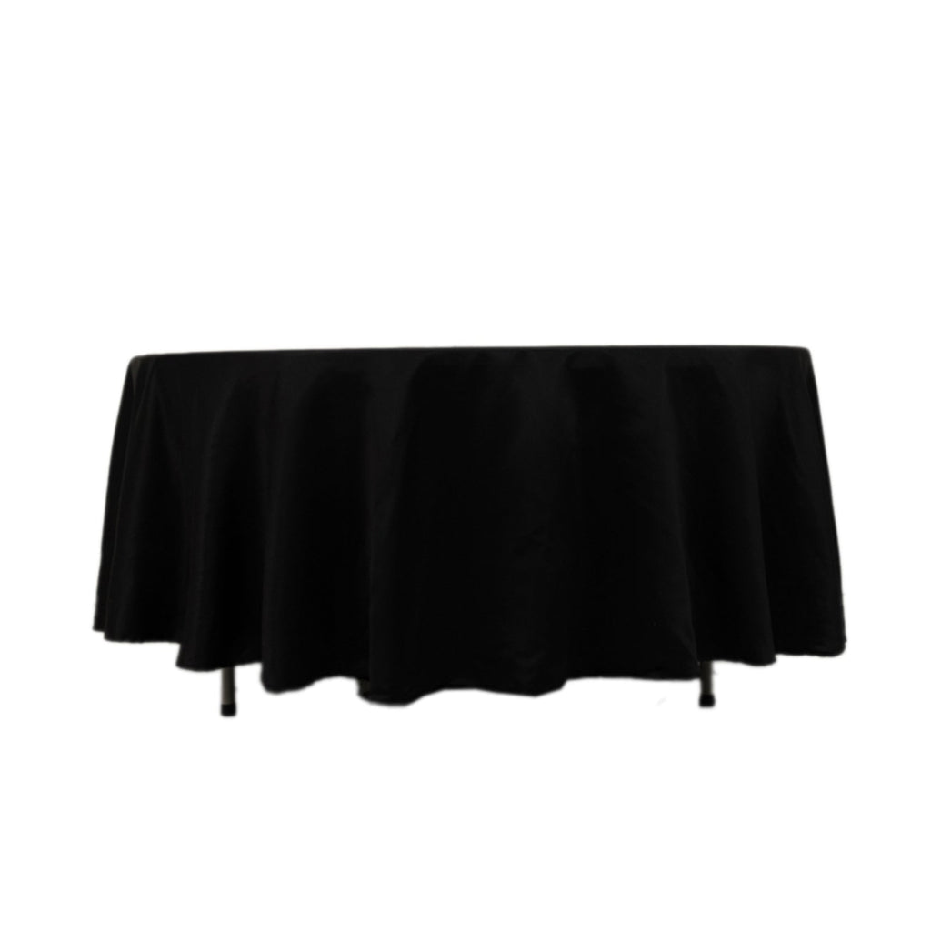 Lamour Satin 108" Round Tablecloth Black - Durable & Silk - Like Table Cover for Classy Weddings & Events - Bell Racket Store