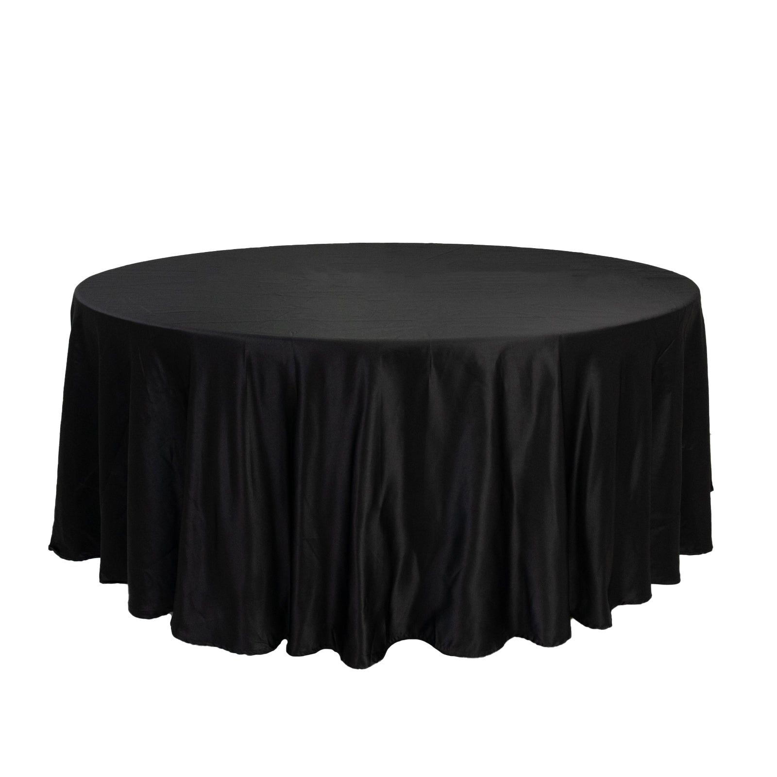Lamour Satin 108" Round Tablecloth Black - Durable & Silk - Like Table Cover for Classy Weddings & Events - Bell Racket Store
