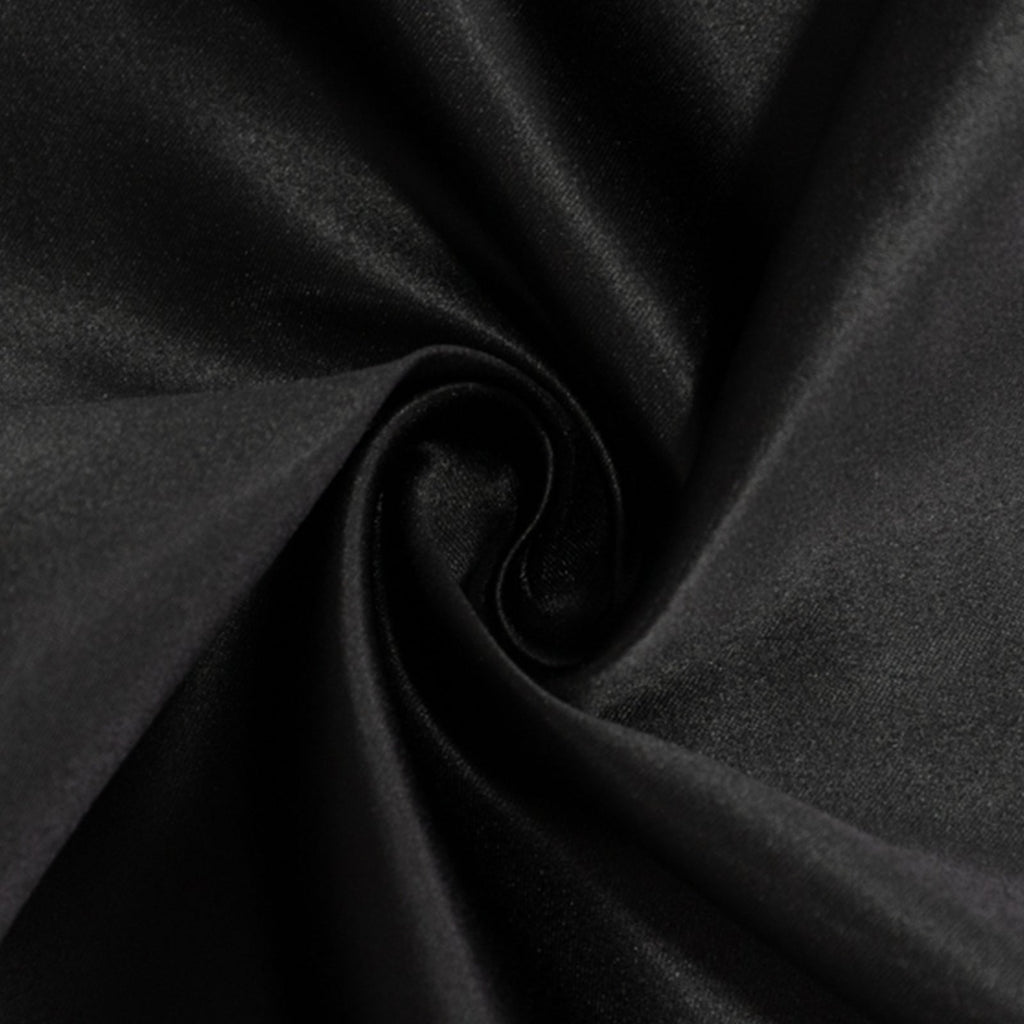 Lamour Satin 108" Round Tablecloth Black - Durable & Silk - Like Table Cover for Classy Weddings & Events - Bell Racket Store