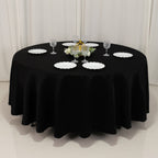 Lamour Satin 108" Round Tablecloth Black - Durable & Silk - Like Table Cover for Classy Weddings & Events - Bell Racket Store