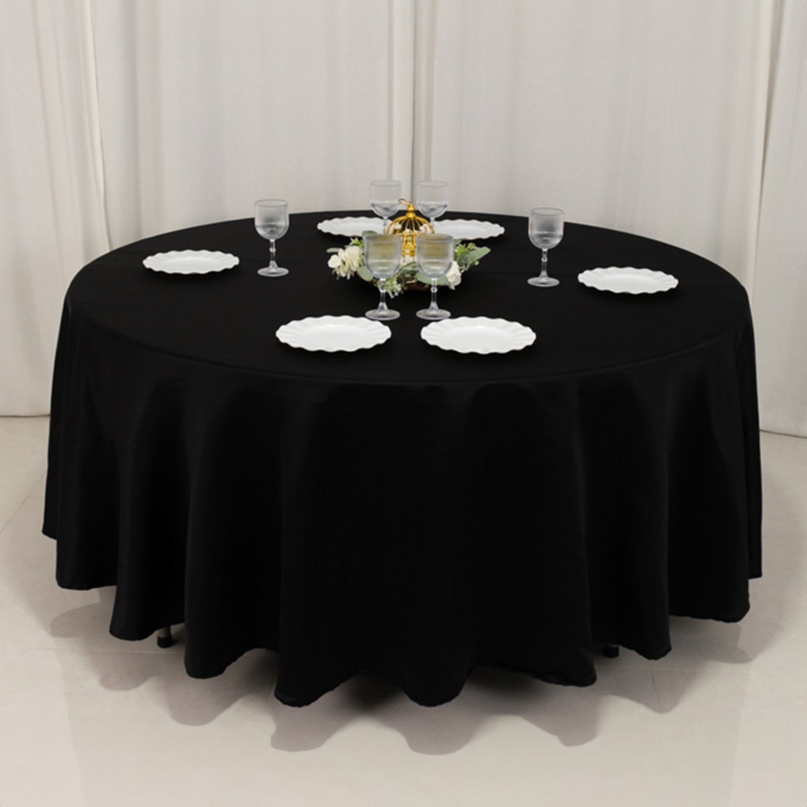 Lamour Satin 108" Round Tablecloth Black - Durable & Silk - Like Table Cover for Classy Weddings & Events - Bell Racket Store