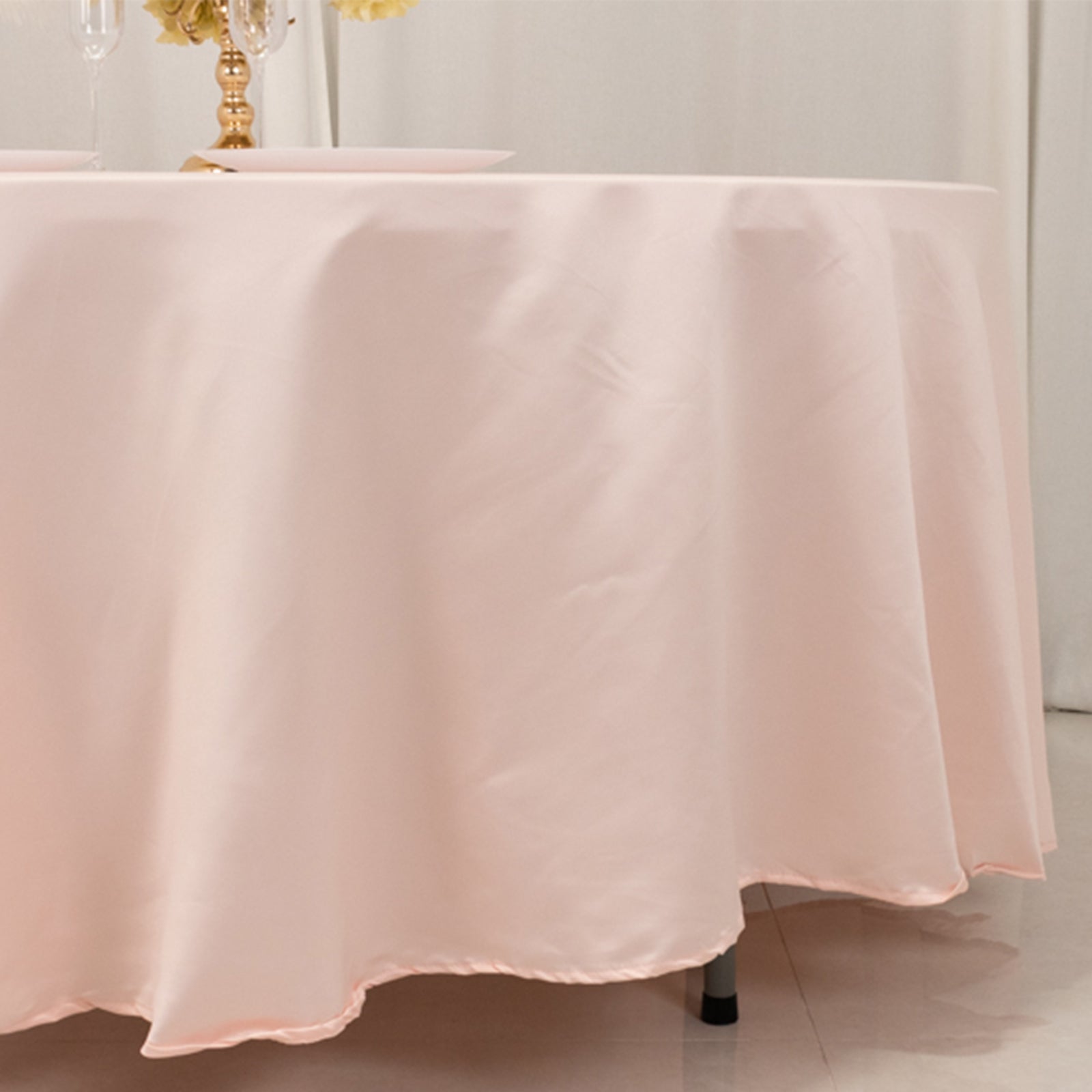 Lamour Satin 108" Round Tablecloth Blush - Durable & Silk - Like Table Cover - Bell Racket Store