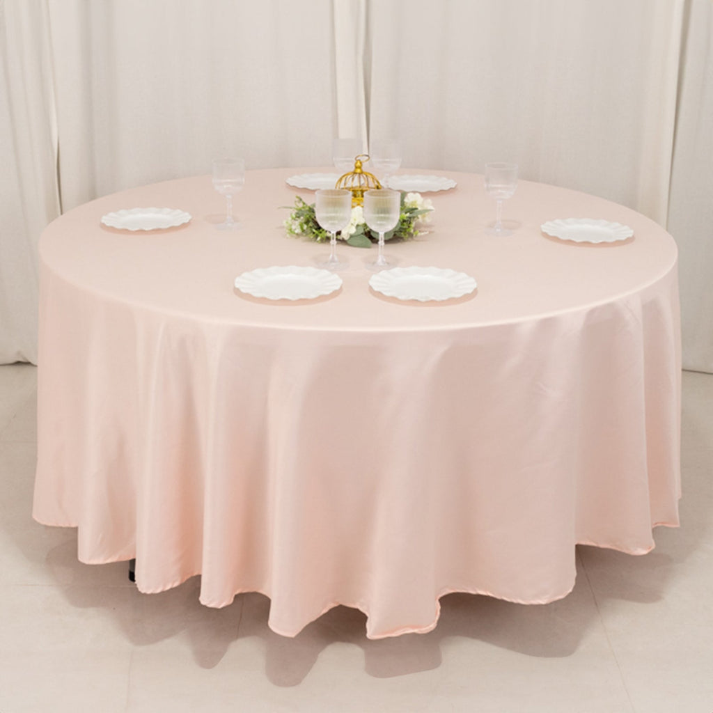 Lamour Satin 108" Round Tablecloth Blush - Durable & Silk - Like Table Cover - Bell Racket Store