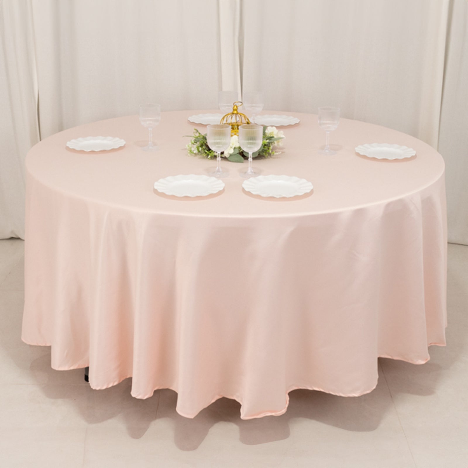 Lamour Satin 108" Round Tablecloth Blush - Durable & Silk - Like Table Cover - Bell Racket Store
